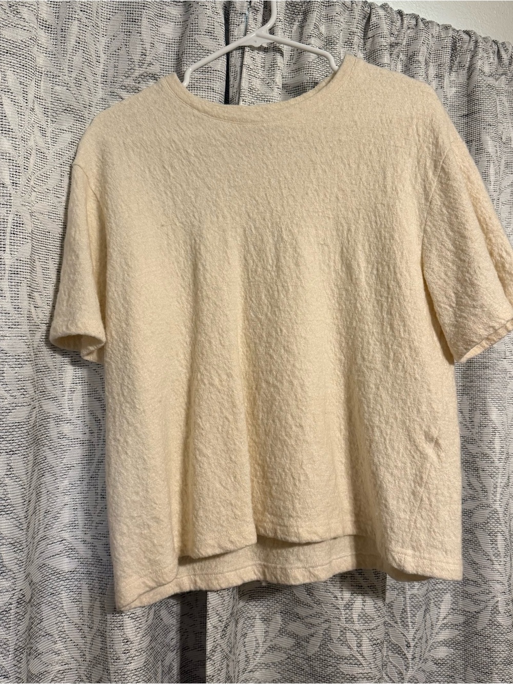 Zara Textured Short-Sleeve Top in Cream